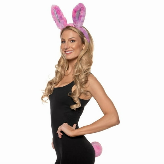 UNDERWRAPS RABBIT COSPLAY ACCESSORY KIT! Pink Headband With Attached Plush Ears, Tail With Attached Clip, Halloween Costume Accessories, Anime