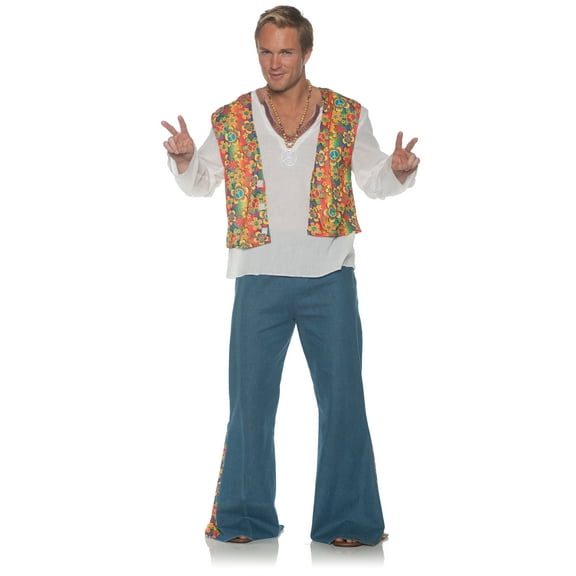 UNDERWRAPS Retro Hippie Costume Vest - 70s 80s 90 Retro Outfit, Mens Hippie Costume, Halloween Costume for Adults, Cosplay Vest for Men & Women