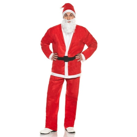 UNDERWRAPS Santa Claus Adult Costume - Felt Cosplay Costume Christmas Suit Santa Outfit Set, Santacon Party Kit Includes Jacket, Pant, Belt, Santa Hat & Beard