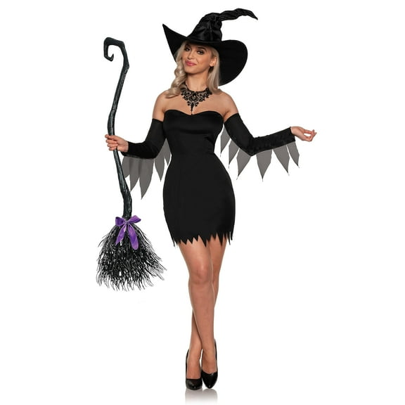 UNDERWRAPS Sexy Witch Costume for Women - Bewitching Halloween Dress With Hat and Sleeves, Black Girls Costume (Bewitching, X-Large 14-16)