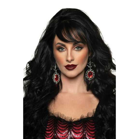 UNDERWRAPS Vampire Bat Earrings - Halloween Vampire Gothic Jewelry, Bat Earrings with Red Jewel, Halloween Vampire Jewelry, Medieval Jewelry (One Size)