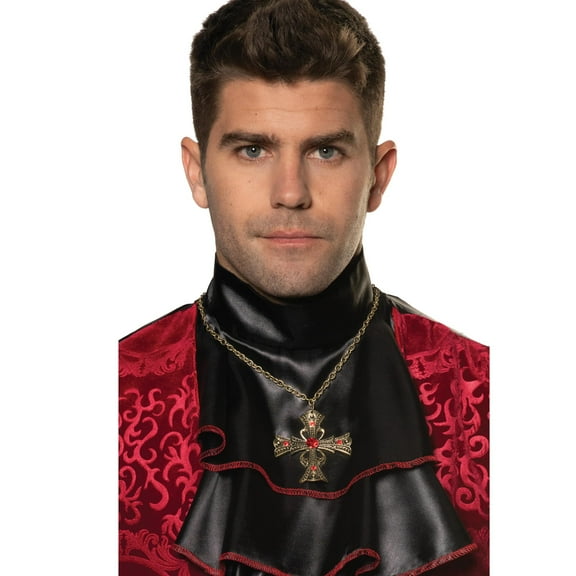 UNDERWRAPS - Vampire Medallion Red Necklace with Red Jewel, Gothic Star Necklace, Vampire jewelry, Halloween Accessories, Victorian Jewelry, Steampunk Jewelry