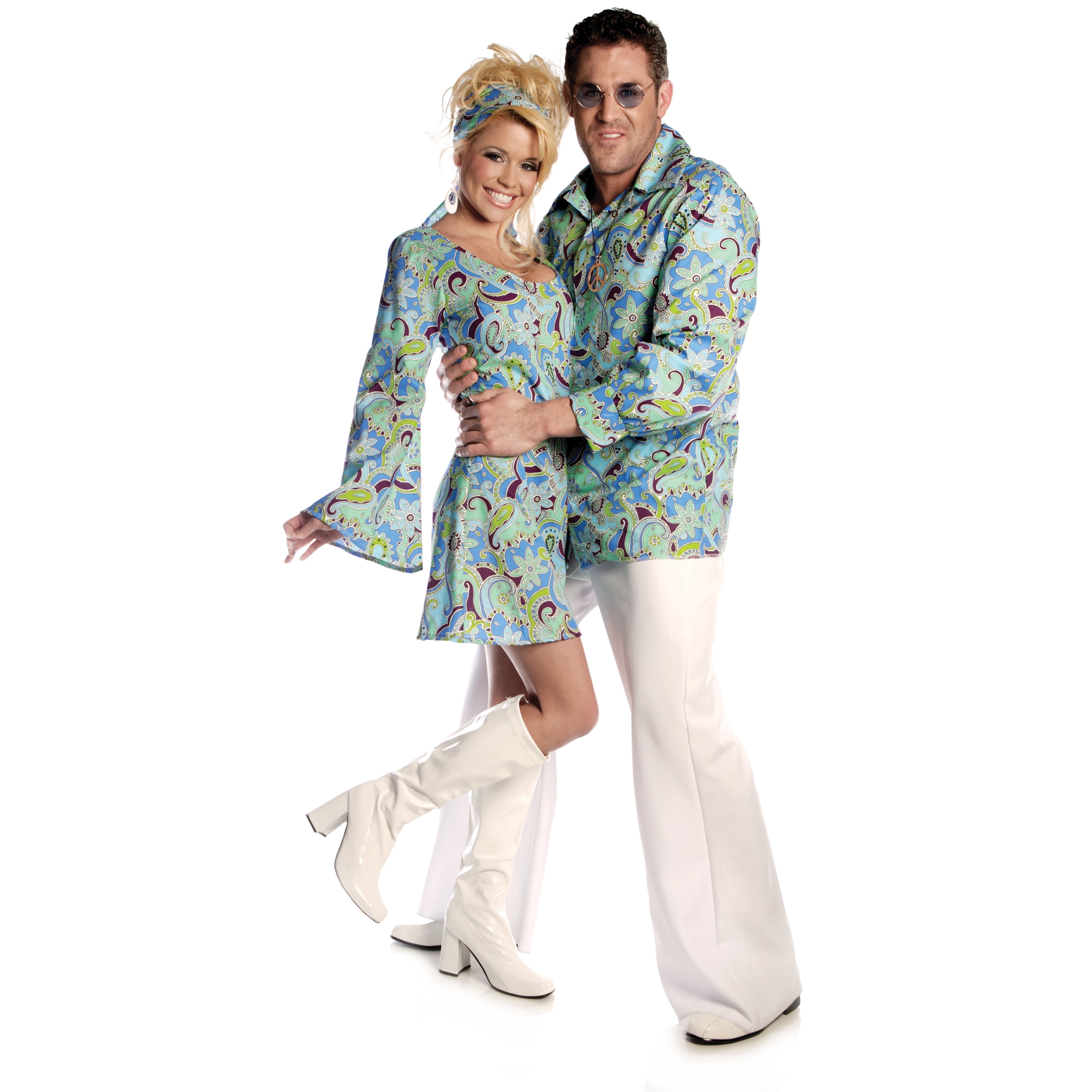 UNDERWRAPS Women's Blue Hippie Costume - 70s 80s 90s Outfits for Women,  Halloween Dress Up for Adults, Cosplay Outfit for Themed Events