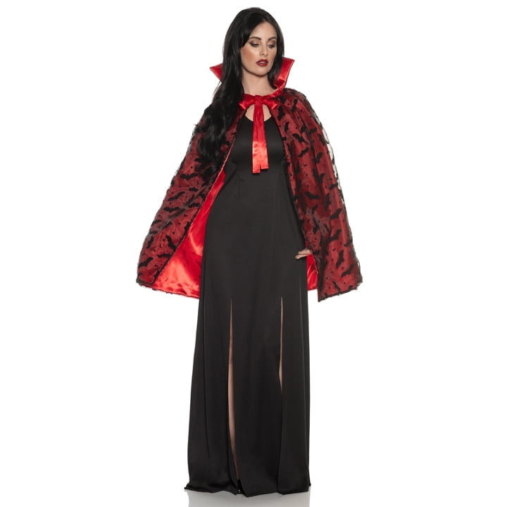 UNDERWRAPS Women's Vampire Mini Cape - Red Witch Cape For Halloween, Renaissance Costume Accessories, Cape with Attchaed Collar & Lace Overlay