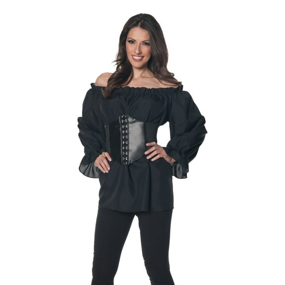 UNDERWRAPS Womens Renaissance Black Blouse - Long Sleeve Outfit, Cosplay Dress Up, LARP Costume, Oufit for Themed Events