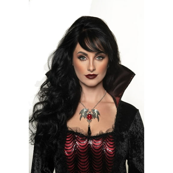 UNDERWRAPS Womens Vampire Bat Wing Necklace - Vintage Vampire Accessory With Red Jewel, Adult, Victorian, Gothic Necklace, Halloween Costumes One Size