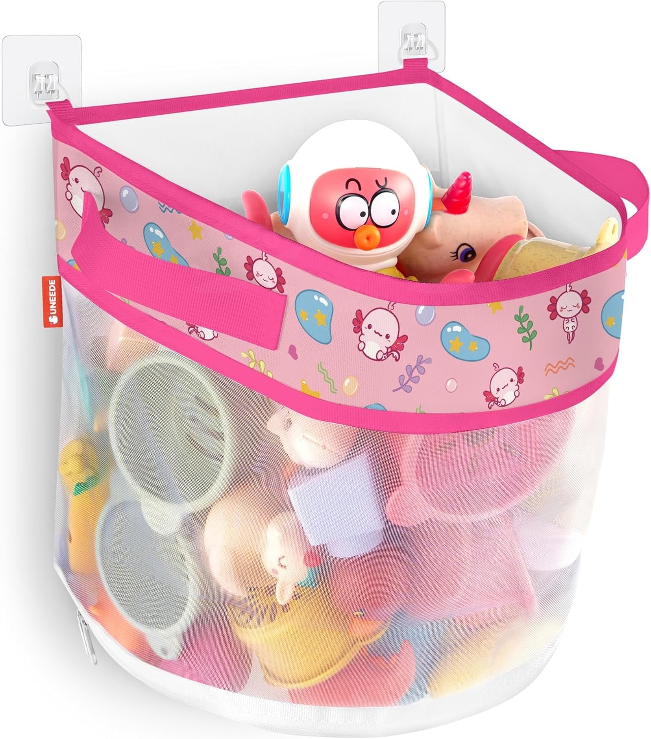 UNEEDE Axolotl Print Bath Toy Storage,4.15 Gallons Bathtub Toy Storage ...