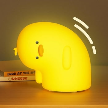 Uneede Why Duck Night Light, Cute Duck Silicone Nursery Table Lamp with 3 Dimmable Levels and Touch Sensor, Yellow