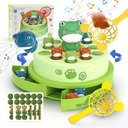 UNEEDE Frog Bounce and Catch Game Toys,Popping Board Games for Kids Age 4-6,Frog Pop Up Game,Catching Music Games for Kids 4-8 8-12,Family Game Toy for 5-7 Boys Girls, for Toddlers 3-5
