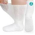 thumbnail image 1 of UNEEI 3 Pairs Cotton Diabetic Socks,Non-Slip Grip Hospital Socks with Grippers,Extra Wide Non Slip Diabetic Socks for Men Women,Size 13-15, 1 of 6