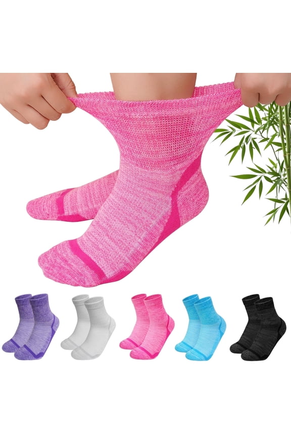 Bamboo Viscose Diabetic Socks,5 Pairs Wide Calf Socks for Men Women,Non Binding Diabetic Neuropathy Socks with Seamless Toe,Size 11-13
