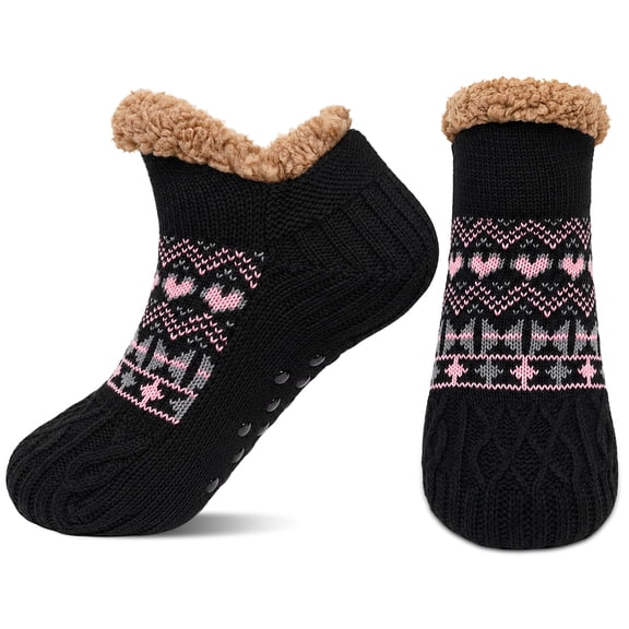 UNEEI Fuzzy Slipper Socks with Non-Slip Grips, Cozy Plush Warm Winter House Socks, Fluffy Thick Indoor Sleep Socks Gift for Ladies