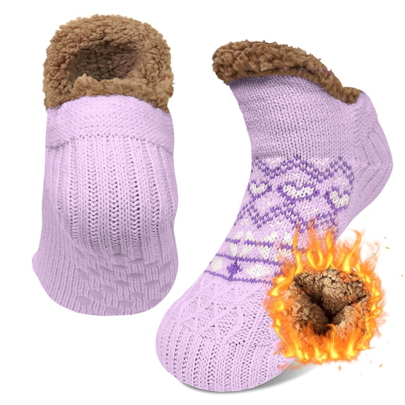UNEEI Fuzzy Slipper Socks with Non-Slip Grips, Cozy Plush Warm Winter House Socks, Fluffy Thick Indoor Sleep Socks Gift for Ladies