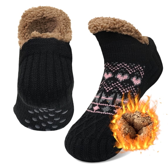 UNEEI Fuzzy Slipper Socks with Non-Slip Grips, Cozy Plush Warm Winter House Socks, Fluffy Thick Indoor Sleep Socks Gift for Ladies