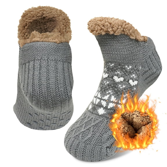 UNEEI Fuzzy Slipper Socks with Non-Slip Grips, Cozy Plush Warm Winter House Socks, Fluffy Thick Indoor Sleep Socks Gift for Ladies