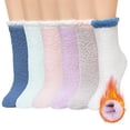 thumbnail image 1 of UNEEI Fuzzy Socks with Grips,Thick Warm Cozy Fluffy Non Slip Slipper Socks, 6 Pairs Colorful Fluffy Socks for Women, 1 of 8