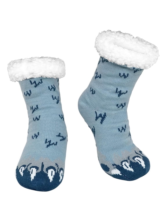 Men's Fuzzy Slipper Socks with Grippers,Winter Warm Cozy Thick Fuzzy Indoor Fluffy Home Socks, Thick Comfy Non Slip Gift Socks