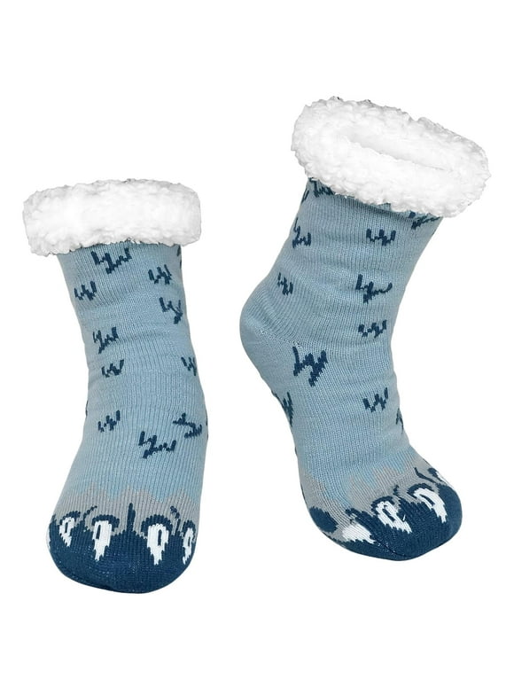 Men's Fuzzy Slipper Socks with Grippers,Winter Warm Cozy Thick Fuzzy Indoor Fluffy Home Socks, Thick Comfy Non Slip Gift Socks