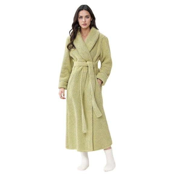 UNEEI Robes for Women,Fluffy Fuzzy Cozy Warm Lightweight Housecoat, Plush Soft Long Robes with Pockets, Size 2XL3XL,Green