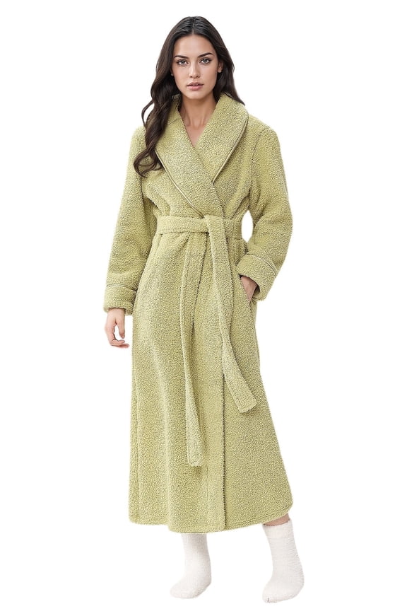 Robes for Women,Fluffy Fuzzy Cozy Warm Lightweight Housecoat, Plush Soft Long Robes with Pockets, Size 2XL3XL,Green