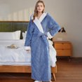 thumbnail image 1 of UNEEI Robes for Women Hooded Full-Length Womens Robes Soft Warm Women Bathrobes Blue M, 1 of 1