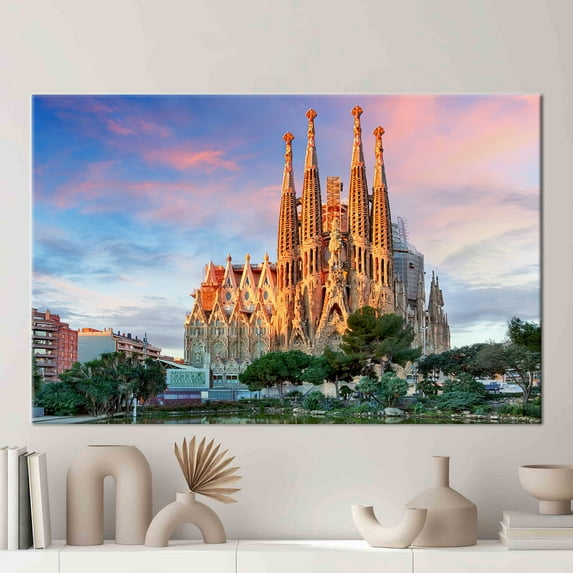 UNESCO Canvas Gift, Canvas Gift, Wall Art, Canvas Decor, Antoni Gaudi Canvas Art, Landscape Canvas, Barcelona Poster, Canvas Wall Decor - White Framed