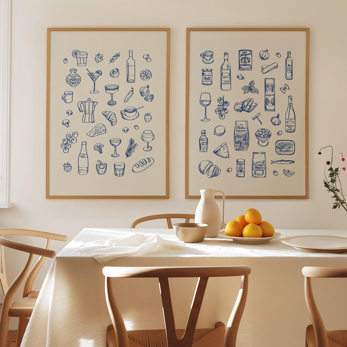 italian kitchen wall decor | kitchen wall art set of... UNFFRAMED 2Poster Kitchen Set, Handdrawn Italian Pantry & French Bistro ...