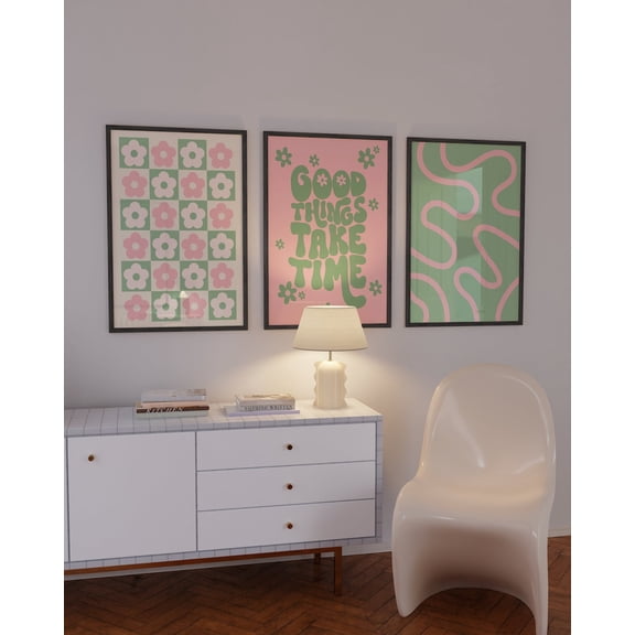 UNFFRAMED 3 Piece Danish Pastel Aesthetic Poster Set, Eclectic Maximalist Gallery Wall Decor, Y2K Trendy Poster, Pinterest Pastel Wall Art Set 3 Prints 20x30