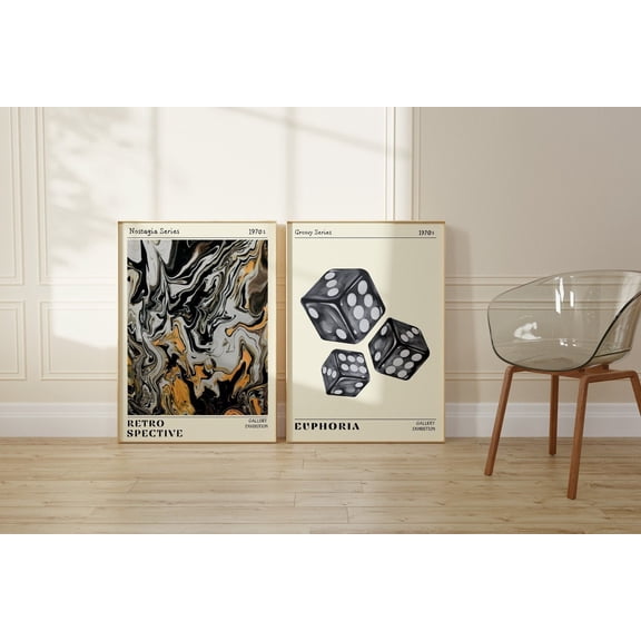 UNFFRAMED Abstract Aura Gradient Poster Set, Retro Euphoria Art Set 2 Prints 20x30