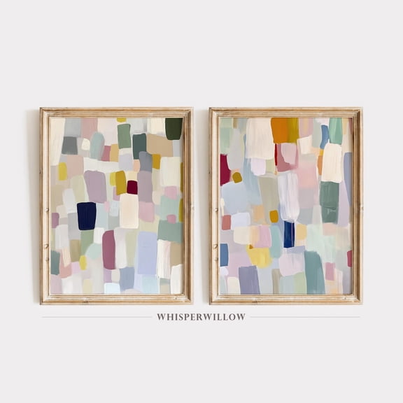 UNFFRAMED Abstract Color Block Wall Art Set, Able, Modern Minimalist Pattern Decor, Muted And Vibrant, Pastel Geometric Set 2 Prints 20x30