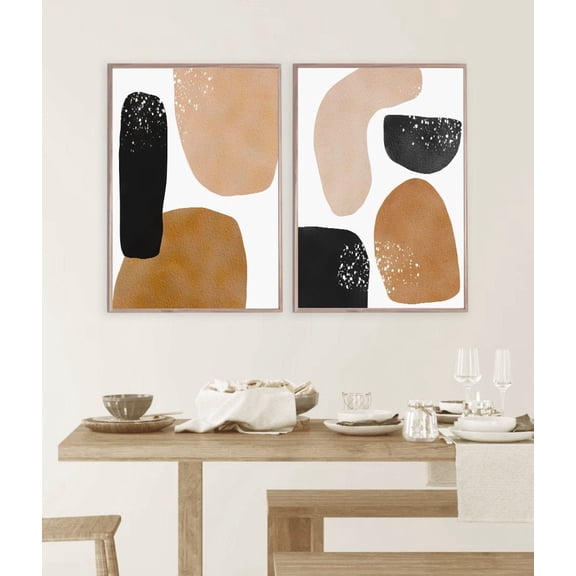 UNFFRAMED Abstract Earth Tone Art Posters, Geometric Set Set 2 Prints 20x30