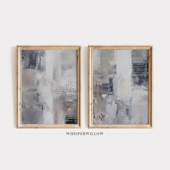 UNFFRAMED Abstract Gray And Black Patterns Set, Modern Wall Decor, Contemporary Minimalistic, Neutral Beige Taupe Set 2 Prints 20x30