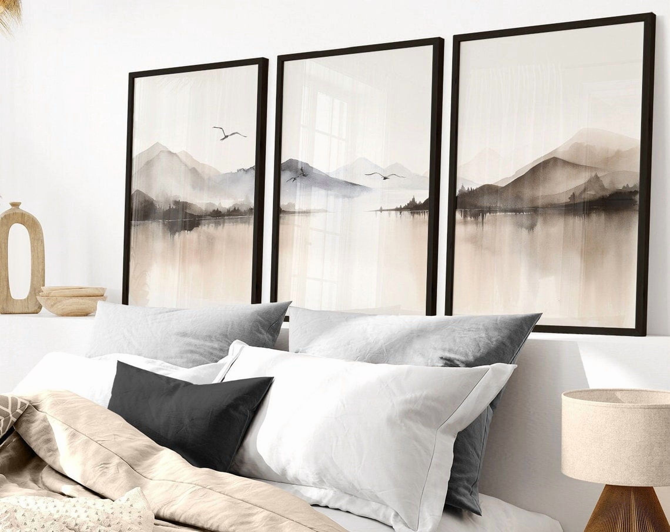 Luvia Abstract Nature Print Set Of 3, Landscape, Mountains, Mountain ...
