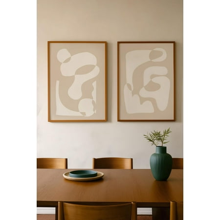 UNFFRAMED Abstract Neutral Wall Art Set Posters Modern Minimalist Beige Tan Organic Shapes Contemporary Home Decor Boho Style Set 2 Prints 8x12 price history and forecast - Luvia