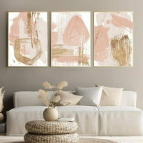 UNFFRAMED Abstract Wall Art Set Blush Pink & Gold Posters Set Set 3 Prints 8x12