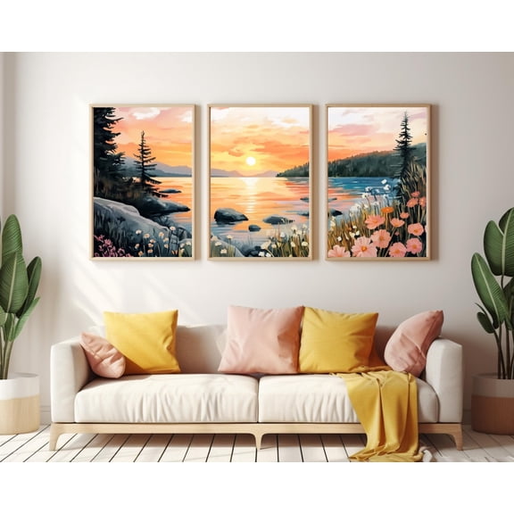 UNFFRAMED Acadia National Park Poster Set Of 3, Maine Coastal Wall Art, Atlantic Ocean Decor, Bar Harbor Travel Poster, New England Nature Set 3 Prints 12x18