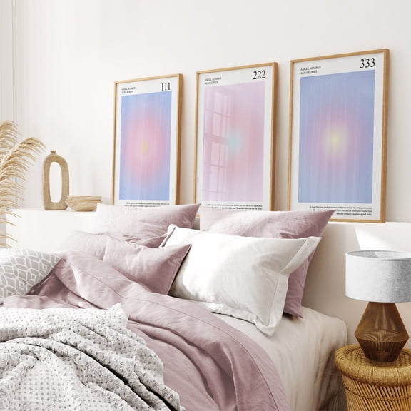 UNFFRAMED Angel Number Aura Prints, Trendy Dorm Wall Art, Vibration Set Of 3 Set 3 Prints 8x12
