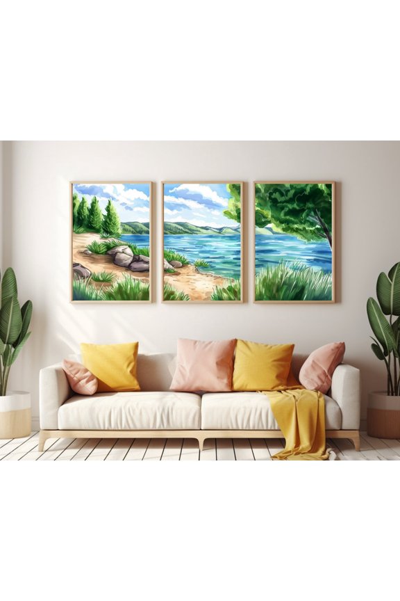 UNFFRAMED Bear Lake Poster Set Of 3, Utah Idaho Scenic Wall Art, Mountain Landscape Decor, American Nature Poster, Outdoors Artwork Set 3 Prints 20x30