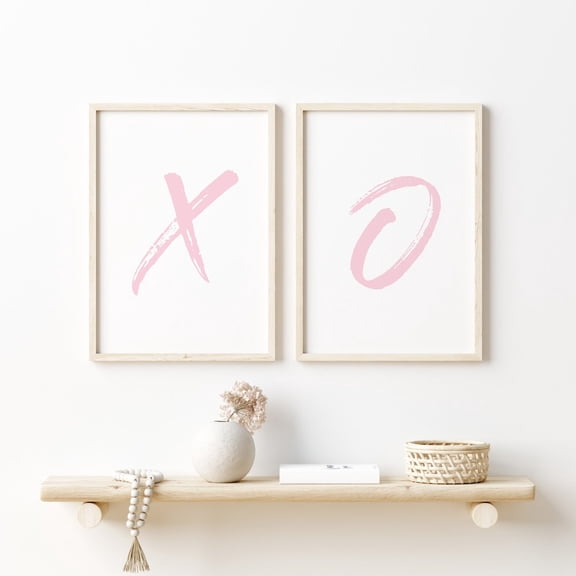 UNFFRAMED Bedroom Posters, X And O Poster Set, Xo Posters, Set Minimalist Bedroom Posters, Pink Bedroom Poster, Teen Pink Xo Wall Art Set 2 Prints 8x12