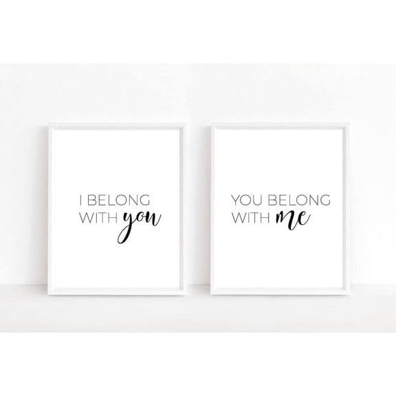 UNFFRAMED Bedroom Prints, Bedroom Prints, Bedroom Wall Art, Bedroom Print, Bedroom Decor, His and Hers, Home Print, I Belong With You Set 2 Prints 8x12