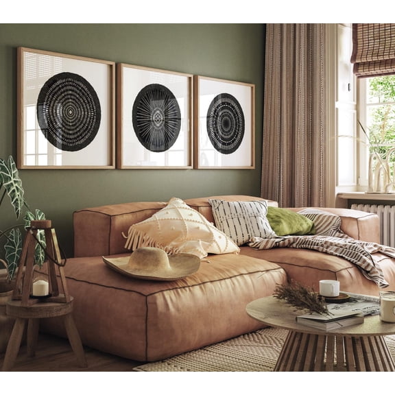 UNFFRAMED Black Abstract Wall Art, Geometric Prints, 3 Piece Set, Living Room Wall Art for above the couch, Printable Set 3 Prints 8x12