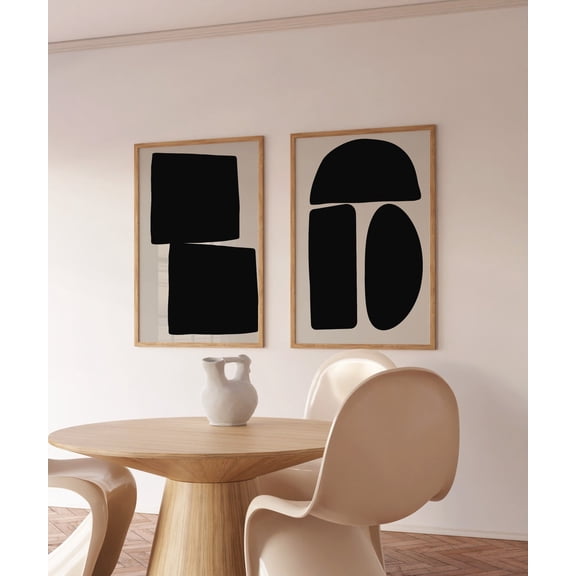 UNFFRAMED Black and Beige Prints, Black Abstract Art, 2 piece Wall Art set, Masculine Art, Office Wall Decor, Printable Gallery Wall, Neutral Art Set 2 Prints 16x24