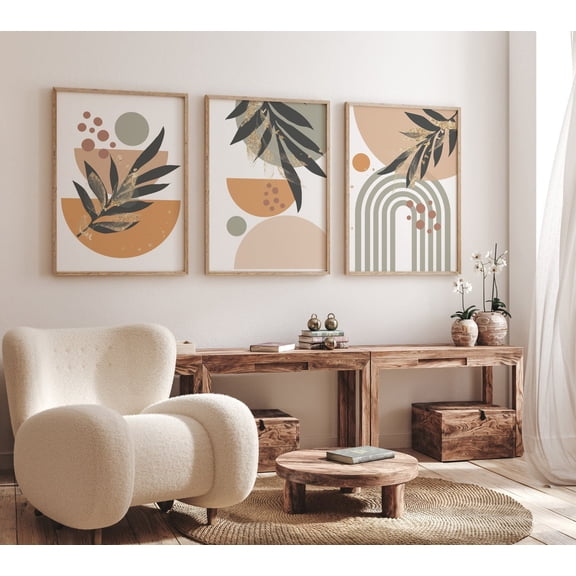 UNFFRAMED Boho Abstract Print, Rainbow Nursery, Boho Wall Decor, Neutral Nursery, Boho Nursery, Mid Century Print, Gender Neutral, Gender Neutral #53 Set 3 Prints 8x12