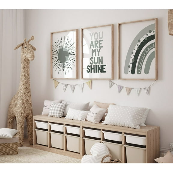 UNFFRAMED Boho Nursery, Rainbow Nursery, Sage Green Nursery, You Are My Sunshine, Nursery Decor Gender Neutral, Neutral Nursery, Rainbow Prints #484 Set 3 Prints 12x18