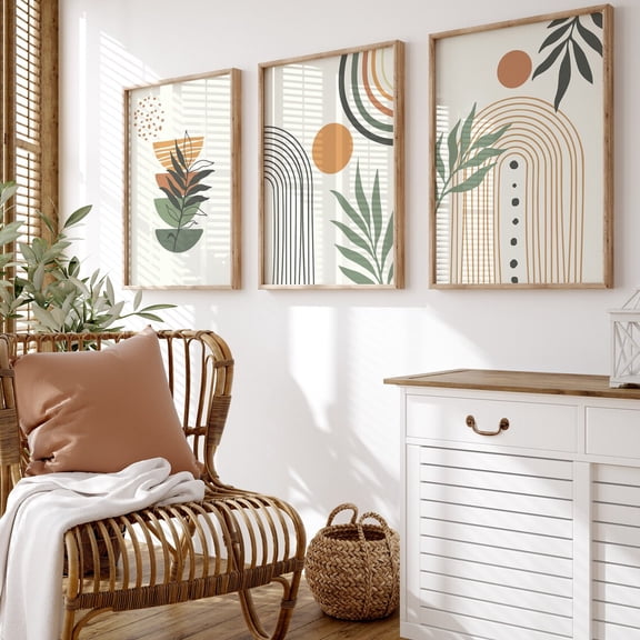 UNFFRAMED Boho Style Abstract Wall Art Decor Prints, Boho Rainbow Set Of 3, Mid Century Modern Art Set, Boho Minimalist Art, Prints Set 3 Prints 12x18