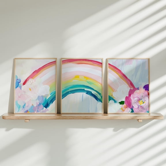 UNFFRAMED Boho Wall Art Set Rainbow Posters, For Room, Colorful Nursery Decor, Art Collection, Nursery Poster Set 3 Prints 16x24