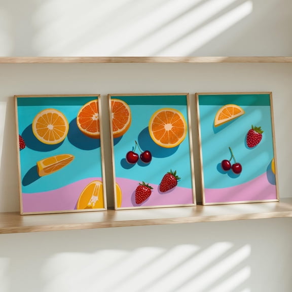 UNFFRAMED Bright Colored Wall Art Set Posters, Colorful Home Decor, Vibrant Artwork For Living Room Or Office Space, Colorful Wall Art Set 3 Prints 16x24