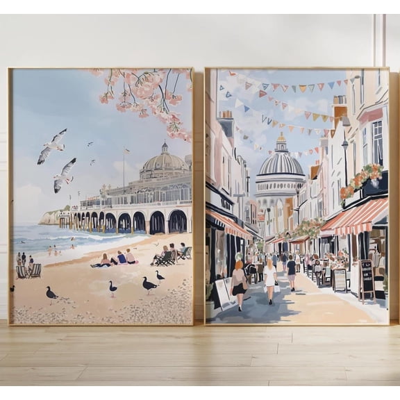 UNFFRAMED Brighton Poster Set, Royal Pavilion Wall Art, Uk Travel Poster, British Architecture, Gallery Wall Decor Set 2 Prints 12x18