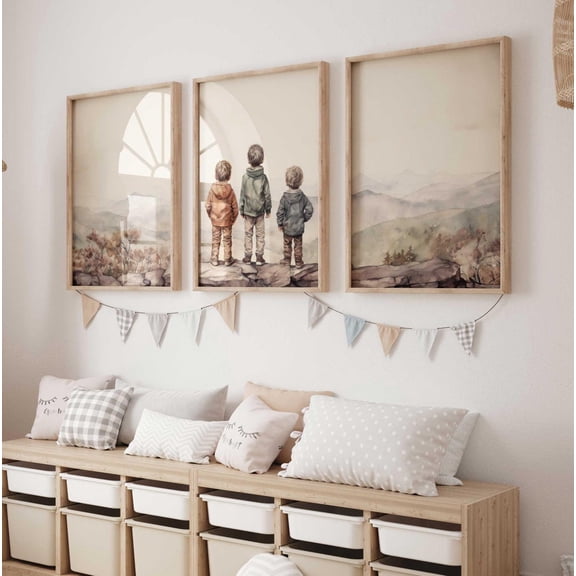 Luvia Brother Three Brothers Poster, Mountain Nursery, Adventure Decor Boy, Set Of 3, Shared Boys Room, Brother, Modern Wall Decor Set 3 Prints 20x30 UNFRAMED