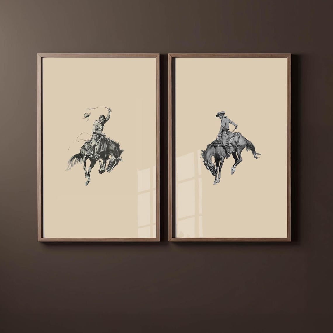 UNFFRAMED Bucking Bronco Poster Set, Vintage Cowboy Rodeo Wall Art Set ...
